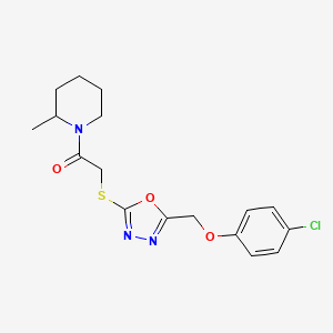 molecular formula C17H20ClN3O3S B2726061 2-((5-((4-Chlorophenoxy)methyl)-1,3,4-oxadiazol-2-yl)thio)-1-(2-methylpiperidin-1-yl)ethanone CAS No. 842959-74-4