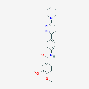 molecular formula C24H26N4O3 B2726063 3,4-dimethoxy-N-(4-(6-(piperidin-1-yl)pyridazin-3-yl)phenyl)benzamide CAS No. 899986-13-1