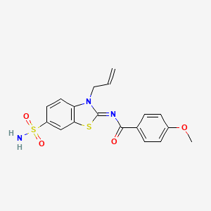 molecular formula C18H17N3O4S2 B2726077 (Z)-N-(3-烯丙基-6-磺酰基苯并[d]噻唑-2(3H)-亚基)-4-甲氧基苯田酰胺 CAS No. 865175-96-8