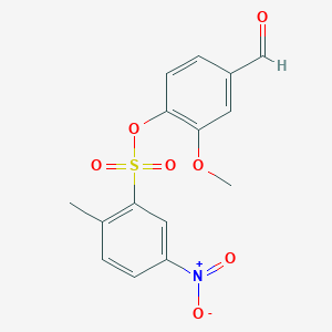 molecular formula C15H13NO7S B2726079 4-甲酰-2-甲氧基苯基-5-硝基苯甲醛酸酯 CAS No. 438031-81-3