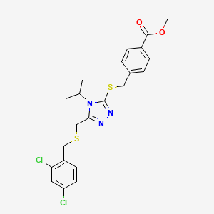 methyl 4-{[(5-{[(2,4-dichlorobenzyl)sulfanyl]methyl}-4-isopropyl-4H-1,2,4-triazol-3-yl)sulfanyl]methyl}benzenecarboxylate