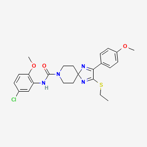molecular formula C24H27ClN4O3S B2726097 N-(5-chloro-2-methoxyphenyl)-2-(ethylthio)-3-(4-methoxyphenyl)-1,4,8-triazaspiro[4.5]deca-1,3-diene-8-carboxamide CAS No. 894890-11-0