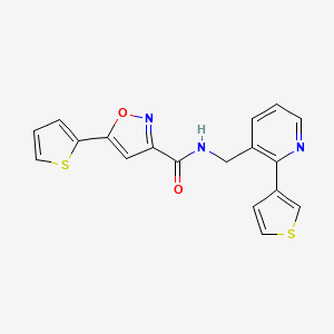 molecular formula C18H13N3O2S2 B2726104 5-(thiophen-2-yl)-N-((2-(thiophen-3-yl)pyridin-3-yl)methyl)isoxazole-3-carboxamide CAS No. 2177365-69-2