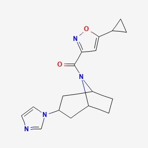 molecular formula C17H20N4O2 B2726107 ((1R,5S)-3-(1H-咪唑-1-基)-8-氮杂双环[3.2.1]辛烷-8-基)(5-环丙基噁唑-3-基)甲酮 CAS No. 2309552-73-4