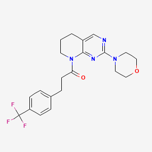 molecular formula C21H23F3N4O2 B2726112 1-(2-morpholino-6,7-dihydropyrido[2,3-d]pyrimidin-8(5H)-yl)-3-(4-(trifluoromethyl)phenyl)propan-1-one CAS No. 2194847-46-4