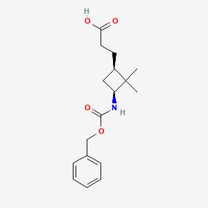 molecular formula C17H23NO4 B2726117 3-[(1R,3S)-2,2-Dimethyl-3-(phenylmethoxycarbonylamino)cyclobutyl]propanoic acid CAS No. 2287237-21-0