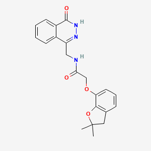 molecular formula C21H21N3O4 B2726120 2-((2,2-二甲基-2,3-二氢苯并呋喃-7-基氧基)-N-((4-氧代-3,4-二氢邻苯骈-1-基)甲基)乙酰胺 CAS No. 1226440-83-0