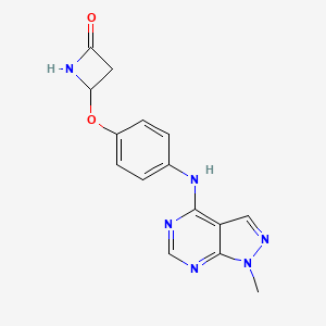 molecular formula C15H14N6O2 B2726127 4-[4-[(1-Methylpyrazolo[3,4-d]pyrimidin-4-yl)amino]phenoxy]azetidin-2-one CAS No. 2361683-29-4