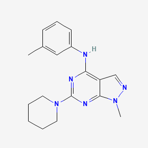 molecular formula C18H22N6 B2726134 (3-Methylphenyl)(1-methyl-6-piperidylpyrazolo[4,5-e]pyrimidin-4-yl)amine CAS No. 887454-20-8