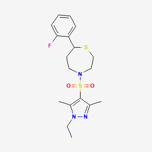 B2726135 4-((1-ethyl-3,5-dimethyl-1H-pyrazol-4-yl)sulfonyl)-7-(2-fluorophenyl)-1,4-thiazepane CAS No. 1705198-44-2