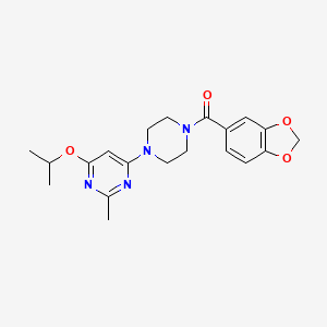 molecular formula C20H24N4O4 B2726136 Benzo[d][1,3]dioxol-5-yl(4-(6-isopropoxy-2-methylpyrimidin-4-yl)piperazin-1-yl)methanone CAS No. 946248-76-6