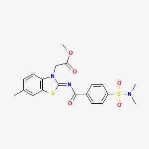molecular formula C20H21N3O5S2 B2726137 (Z)-methyl 2-(2-((4-(N,N-dimethylsulfamoyl)benzoyl)imino)-6-methylbenzo[d]thiazol-3(2H)-yl)acetate CAS No. 865197-28-0