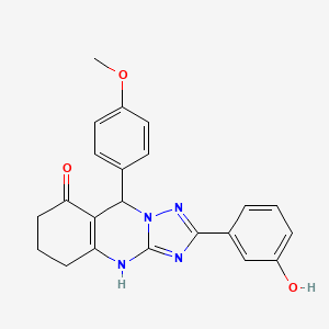 molecular formula C22H20N4O3 B2726141 2-(3-hydroxyphenyl)-9-(4-methoxyphenyl)-5,6,7,9-tetrahydro-[1,2,4]triazolo[5,1-b]quinazolin-8(4H)-one CAS No. 539847-73-9