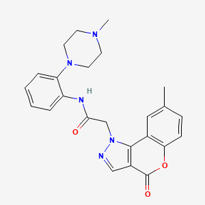 molecular formula C24H25N5O3 B2726142 2-(8-methyl-4-oxochromeno[4,3-c]pyrazol-1-yl)-N-[2-(4-methylpiperazin-1-yl)phenyl]acetamide CAS No. 902154-81-8