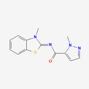 molecular formula C13H12N4OS B2726146 (E)-1-methyl-N-(3-methylbenzo[d]thiazol-2(3H)-ylidene)-1H-pyrazole-5-carboxamide CAS No. 1173404-15-3