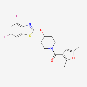 molecular formula C19H18F2N2O3S B2726150 (4-((4,6-二氟苯并噻嗪-2-基)氧基)哌啶-1-基)(2,5-二甲基呋喃-3-基)甲酮 CAS No. 1325740-76-8