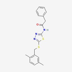 molecular formula C19H19N3OS2 B2726154 N-(5-((2,5-dimethylbenzyl)thio)-1,3,4-thiadiazol-2-yl)-2-phenylacetamide CAS No. 920454-03-1