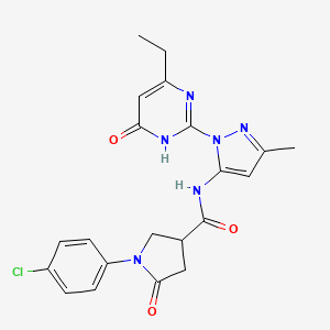 1-(4-chlorophenyl)-N-(1-(4-ethyl-6-oxo-1,6-dihydropyrimidin-2-yl)-3-methyl-1H-pyrazol-5-yl)-5-oxopyrrolidine-3-carboxamide