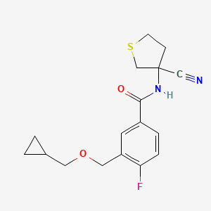 molecular formula C17H19FN2O2S B2726162 N-(3-Cyanothiolan-3-yl)-3-(cyclopropylmethoxymethyl)-4-fluorobenzamide CAS No. 1385423-67-5