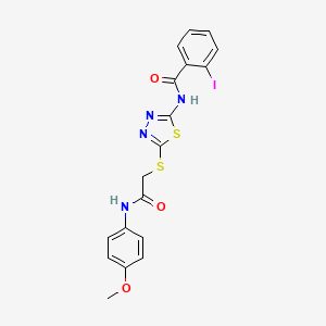 molecular formula C18H15IN4O3S2 B2726164 2-iodo-N-[5-[2-(4-methoxyanilino)-2-oxoethyl]sulfanyl-1,3,4-thiadiazol-2-yl]benzamide CAS No. 317328-88-4