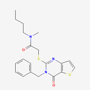 molecular formula C20H23N3O2S2 B2726178 2-({3-benzyl-4-oxo-3H,4H-thieno[3,2-d]pyrimidin-2-yl}sulfanyl)-N-butyl-N-methylacetamide CAS No. 1252847-13-4