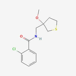 molecular formula C13H16ClNO2S B2726181 2-氯-N-((3-甲氧基四氢噻吩-3-基)甲基)苯甲酰胺 CAS No. 1448071-20-2