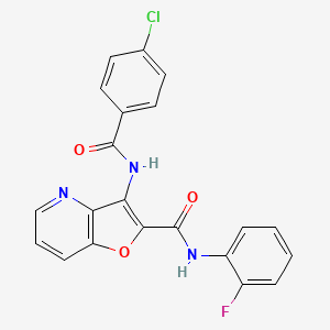 molecular formula C21H13ClFN3O3 B2726182 3-(4-氯苯甲酰胺)-N-(2-氟苯基)噻吩并[3,2-b]吡啶-2-甲酰胺 CAS No. 946246-75-9