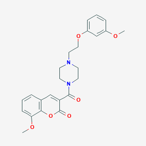 molecular formula C24H26N2O6 B2726183 8-甲氧基-3-(4-(2-(3-甲氧基苯氧基)乙基)哌嗪-1-甲酰)-2H-香豆素-2-酮 CAS No. 873577-87-8