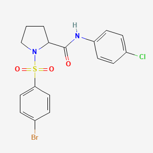 molecular formula C17H16BrClN2O3S B2726193 1-[(4-bromophenyl)sulfonyl]-N-(4-chlorophenyl)-2-pyrrolidinecarboxamide CAS No. 317377-68-7