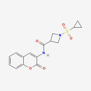 molecular formula C16H16N2O5S B2726195 1-(cyclopropylsulfonyl)-N-(2-oxo-2H-chromen-3-yl)azetidine-3-carboxamide CAS No. 1428374-96-2