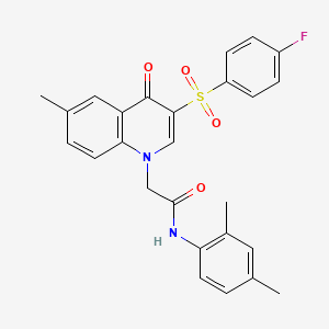 molecular formula C26H23FN2O4S B2726197 N-(2,4-dimethylphenyl)-2-[3-(4-fluorophenyl)sulfonyl-6-methyl-4-oxoquinolin-1-yl]acetamide CAS No. 866808-78-8