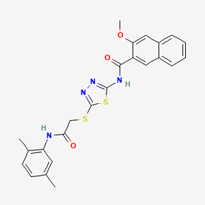 molecular formula C24H22N4O3S2 B2726199 N-(5-((2-((2,5-dimethylphenyl)amino)-2-oxoethyl)thio)-1,3,4-thiadiazol-2-yl)-3-methoxy-2-naphthamide CAS No. 392295-41-9