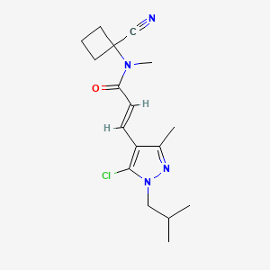 molecular formula C17H23ClN4O B2726201 (E)-3-[5-chloro-3-methyl-1-(2-methylpropyl)pyrazol-4-yl]-N-(1-cyanocyclobutyl)-N-methylprop-2-enamide CAS No. 1259226-91-9