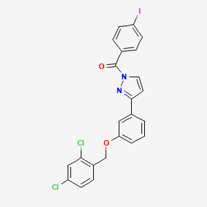molecular formula C23H15Cl2IN2O2 B2726203 [3-[3-[(2,4-Dichlorophenyl)methoxy]phenyl]pyrazol-1-yl]-(4-iodophenyl)methanone CAS No. 477712-60-0