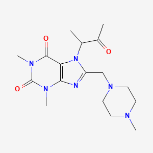 molecular formula C17H26N6O3 B2726206 1,3-Dimethyl-8-[(4-methylpiperazin-1-yl)methyl]-7-(3-oxobutan-2-yl)purine-2,6-dione CAS No. 674307-15-4