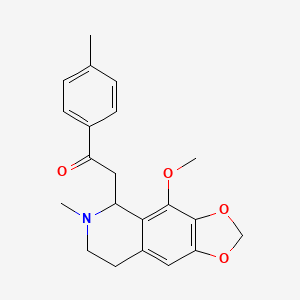 molecular formula C21H23NO4 B2726207 2-(4-Methoxy-6-methyl-5,6,7,8-tetrahydro-[1,3]dioxolo[4,5-g]isoquinolin-5-yl)-1-(p-tolyl)ethanone CAS No. 370841-98-8