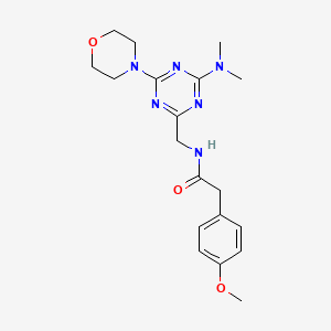 molecular formula C19H26N6O3 B2726211 N-((4-(二甲胺基)-6-吗啉基-1,3,5-三嗪-2-基)甲基)-2-(4-甲氧基苯基)乙酰胺 CAS No. 2034542-78-2
