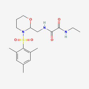 molecular formula C18H27N3O5S B2726219 N1-ethyl-N2-((3-(mesitylsulfonyl)-1,3-oxazinan-2-yl)methyl)oxalamide CAS No. 872976-07-3