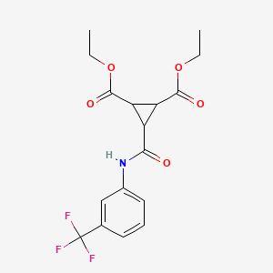 molecular formula C17H18F3NO5 B2726225 Diethyl 3-{[3-(trifluoromethyl)anilino]carbonyl}-1,2-cyclopropanedicarboxylate CAS No. 318237-96-6