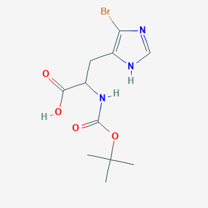 molecular formula C11H16BrN3O4 B2726228 3-(4-Bromo-1H-imidazol-5-yl)-2-[(2-methylpropan-2-yl)oxycarbonylamino]propanoic acid CAS No. 2384299-59-4