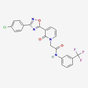 molecular formula C22H14ClF3N4O3 B2726235 2-[3-[3-(4-chlorophenyl)-1,2,4-oxadiazol-5-yl]-2-oxopyridin-1(2H)-yl]-N-[3-(trifluoromethyl)phenyl]acetamide CAS No. 1105214-95-6