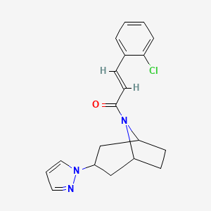 molecular formula C19H20ClN3O B2726242 (E)-1-((1R,5S)-3-(1H-吡唑-1-基)-8-氮杂双环[3.2.1]辛-8-基)-3-(2-氯苯基)丙-2-烯-1-酮 CAS No. 2321337-03-3