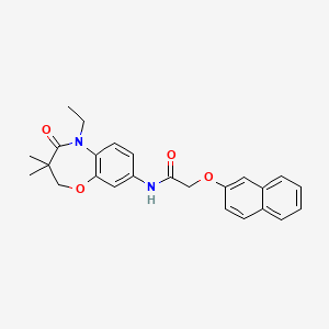 molecular formula C25H26N2O4 B2726247 N-(5-ethyl-3,3-dimethyl-4-oxo-2,3,4,5-tetrahydrobenzo[b][1,4]oxazepin-8-yl)-2-(naphthalen-2-yloxy)acetamide CAS No. 921793-12-6