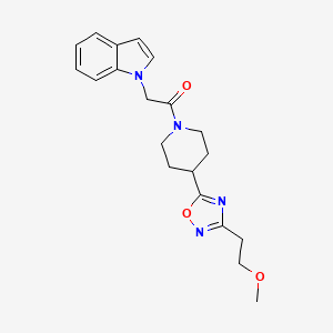 molecular formula C20H24N4O3 B2726252 2-(1H-indol-1-yl)-1-(4-(3-(2-methoxyethyl)-1,2,4-oxadiazol-5-yl)piperidin-1-yl)ethanone CAS No. 1428371-26-9