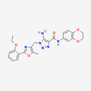 molecular formula C24H24N6O5 B2726255 5-amino-N-(2,3-dihydro-1,4-benzodioxin-6-yl)-1-{[2-(2-ethoxyphenyl)-5-methyl-1,3-oxazol-4-yl]methyl}-1H-1,2,3-triazole-4-carboxamide CAS No. 1112371-38-6