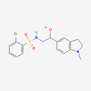 molecular formula C17H19BrN2O3S B2726260 2-bromo-N-(2-hydroxy-2-(1-methylindolin-5-yl)ethyl)benzenesulfonamide CAS No. 1705038-10-3