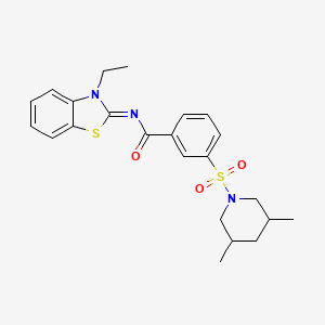 molecular formula C23H27N3O3S2 B2726261 (E)-3-((3,5-dimethylpiperidin-1-yl)sulfonyl)-N-(3-ethylbenzo[d]thiazol-2(3H)-ylidene)benzamide CAS No. 1428382-03-9