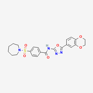 molecular formula C23H24N4O6S B2726263 4-(氮杂辛-1-基磺酰)-N-(5-(2,3-二氢苯并[b][1,4]二噁杂环-6-基)-1,3,4-噁二唑-2-基)苯甲酰胺 CAS No. 862808-43-3