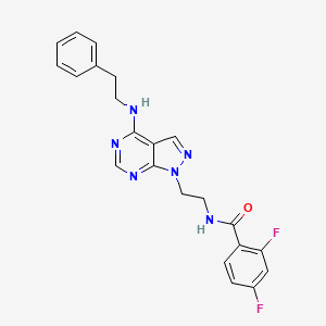 molecular formula C22H20F2N6O B2726278 2,4-difluoro-N-(2-(4-(phenethylamino)-1H-pyrazolo[3,4-d]pyrimidin-1-yl)ethyl)benzamide CAS No. 1173033-52-7