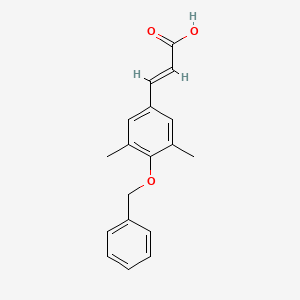 molecular formula C18H18O3 B2726290 (E)-3-(3,5-dimethyl-4-phenylmethoxyphenyl)prop-2-enoic acid CAS No. 773129-38-7